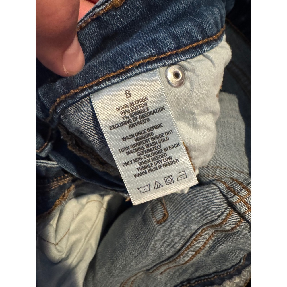Aeropostale Womens Floral Embroidered Frayed Hem Skinny Jeans Medium Wash Size 8 - Picture 4 of 4